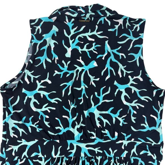 1X Michael Kors Ocean Coral Navy Turquoise Maxi Dress Cruise Beach Summer Knit - Picture 10 of 12